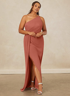 Christian Siriano Bridal for Azazie 1003 Bridesmaid Dresses Clay Sheath One Shoulder Chiffon Dress image8