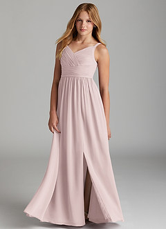 Azazie Chanel Junior Jurk van Chiffon met A-Lijn Sweetheart Halslijn Blozend Roze image3
