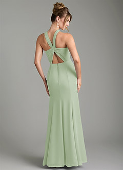 Azazie Rue Bridesmaid Dresses Dusty Sage A-Line Halter Chiffon Dress image2