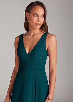 Azazie Nelly Bridesmaid Dresses Pine A-Line Pleated Chiffon Dress image6