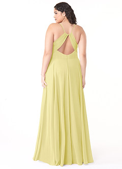 Azazie Avelina Brautjungfernkleider A-Linie V-Hals Gefaltet Chiffon Kleid Zitronensorbet image7