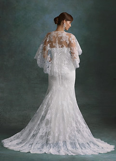 Azazie Dawna Vestidos de novia Vestido Diamante Blanco de Encaje de Corte Sirena con Palabra de honor image4