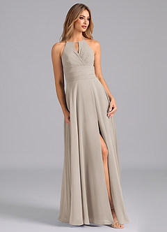 Azazie Denver Bridesmaid Dresses Frost A-Line Pleated Chiffon Dress image5