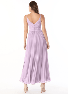 Azazie Raychelle Brautjungfernkleider A-Linie V-Hals Chiffon Kleid Frostiges Flieder image2