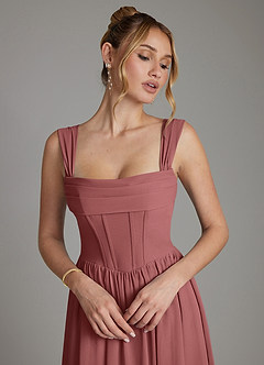 Azazie Caterina Brautjungfernkleider A-Linie Korsett Chiffon Kleid Amethyst image3