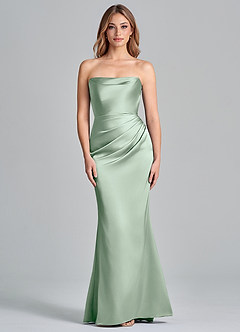 Azazie Olea Brudtärnklänningar Klä av Sjöjungfru i Stretch Satin Axelbandslös Agave Konvertibel image3