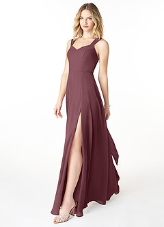 Azazie Julie Bridesmaid Dresses Sangria A-Line Sweetheart Neckline Chiffon Dress image3