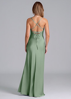 Azazie Seema Robes de demoiselle d'honneur Robe Sirène en Satin extensible Corset Matcha image7