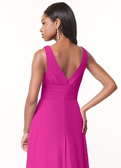 Azazie Julianna Bridesmaid Dresses Fuchsia A-Line Chiffon Dress image3