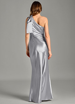 Azazie Yuanna Bridesmaid Dresses Silver Mermaid One Shoulder Metallic Satin Dress image6