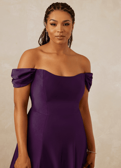 Christian Siriano Bridal for Azazie 1002 Bridesmaid Dresses Grape A-Line Off the Shoulder Stretch Satin Convertible Dress image13