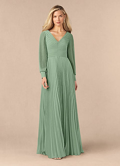 Azazie Zina Mother of the Bride Dresses Matcha A-Line Pleated Chiffon Dress image1