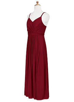 Azazie Luxy Junior Burgundy Pleated Mesh Dress image8