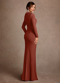 Azazie Syracuse Klänningar till brudens mor Klä Tubklänning i Lyxstickad Plisserad Terrakotta image2