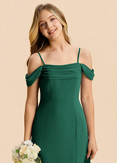 Azazie Lilly Junior Emerald A-Line Pleated Chiffon Dress image6