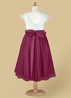 Azazie Vetty Blumenmädchenkleider A-Linie Spitze Tüll Kleid Elfenbein Maulbeere image13