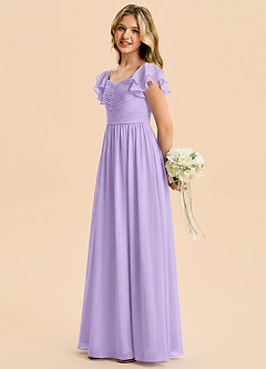 Azazie Anaya Junior Abito A-Line in Chiffon Scollo a Cuore Lilla image3