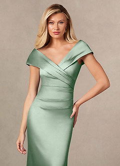 Azazie Ludlow Mother of the Bride Dresses Agave Mermaid Pleated Stretch Satin Dress image6