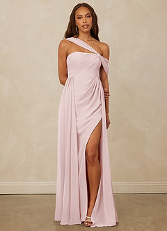 Christian Siriano Bridal for Azazie 1014 Bridesmaid Dresses Blushing Pink A-Line Off the Shoulder Chiffon Dress image1