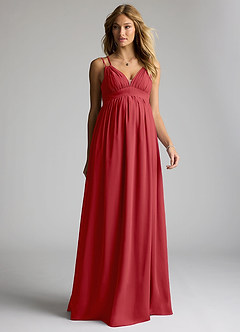 Azazie Emree Maternity Bridesmaid Dresses A-Line Chiffon Floor-Length Dress image1