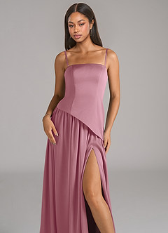 Azazie Adeline Bridesmaid Dresses Vintage Mauve A-Line Strapless Stretch Satin Convertible Dress image2