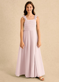 Azazie Masie Girls Formal Blumenmädchenkleider A-Linie Plissee Chiffon Kleid Zartrosa image5