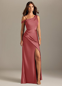 Azazie Madelyn Bridesmaid Dresses Antique Rose Mermaid One Shoulder Stretch Satin Convertible Dress image9