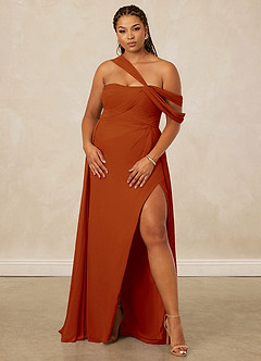 Christian Siriano Bridal for Azazie 1014 Bridesmaid Dresses Paprika A-Line Off the Shoulder Chiffon Dress image12