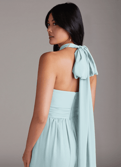 Azazie Lamara Bridesmaid Dresses Mist Off the Shoulder Chiffon Convertible Jumpsuit image11