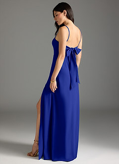 Azazie Melia Bridesmaid Dresses Royal Blue A-Line Bow Stretch Crepe Dress image1