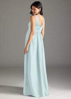 Azazie Yetta Maternity Bridesmaid Dresses A-Line Pleated Stretch Satin Floor-Length Dress image3