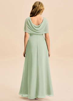 Azazie Emma Junior Robe Trapèze en Mousseline de soie Plissée Vert Sauge image2