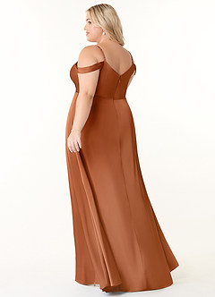Azazie Ocean At-home Try On Dresses Rosette A-Line V-Neck Pleated Stretch Satin Dress image9