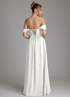 Azazie Caterina Bridesmaid Dresses White A-Line Corset Chiffon Dress image10