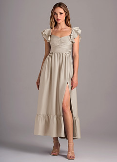 Azazie Anaya Brautjungfernkleider Wandelbar A-Linie Herzausschnitt Stretch-Satin Kleid Frost image1