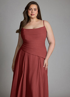 Azazie Gabriela Bridesmaid Dresses Terracotta A-Line Corset Chiffon Dress image23