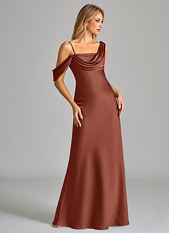Azazie Celina Brautjungfernkleider Etui Schulterfrei Stretch-Satin Kleid Rotbraun image5
