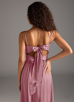 Azazie Zeya Bridesmaid Dresses Vintage Mauve A-Line Pleated Stretch Satin Dress image4