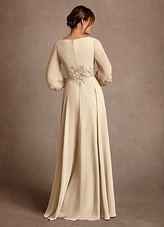 Azazie Yorba Mother of the Bride Dresses Champagne A-Line Lace Chiffon Dress image3