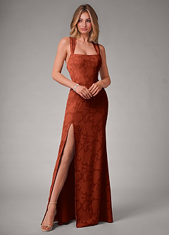 Azazie Luci Bridesmaid Dresses Auburn Mermaid Pleated Floral Burnout Convertible Dress image3