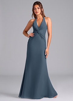 Azazie Valerie Bridesmaid Dresses Neptune Mermaid Pleated Chiffon Dress image1