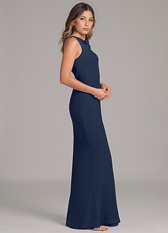 Azazie Allettie Bridesmaid Dresses Dark Navy Mermaid Chiffon Dress image7
