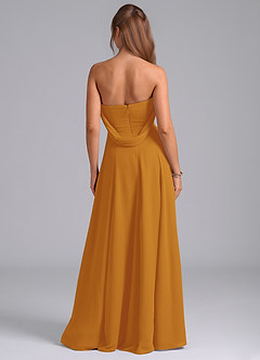 Azazie Almina Brautjungfernkleider Wandelbar A-Linie Schulterfrei Chiffon Kleid Butterscotch image7