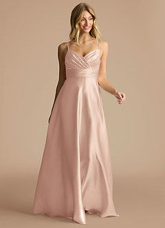 Azazie Oliana Bridesmaid Dresses English Rose A-Line Sweetheart Neckline Metallic Satin Dress image5