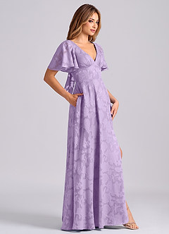 Azazie Kimber Suknie dla druhen Linia A z kieszeniami Kwiatowe wypalenie Do ziemi Sukienka image3