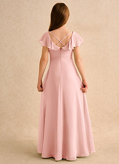 Azazie Nari Girls Formal Blumenmädchenkleider A-Linie mit ärmel Chiffon Kleid Rosettenrosa image7