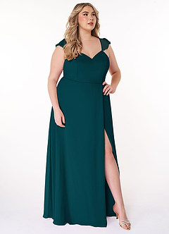 Azazie Everett Bridesmaid Dresses Pine A-Line V-neck Ruched Chiffon Dress image9