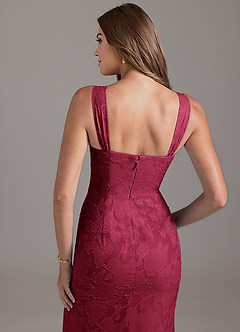 Azazie Denice Robes de demoiselle d'honneur Robe Trapèze en Blumen-Burnout Plissée Bourgogne image2