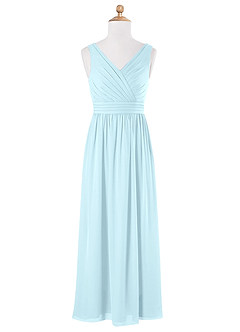 Azazie Kora Junior Cloud Blue A-Line Pleated Chiffon Dress image5