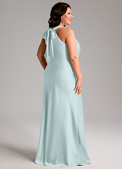 Azazie Doretta Brautjungfernkleider Meerjungfrau-Linie Plissee Stretch-Satin Kleid Nebel image2